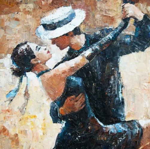 Une peinture de danseurs de tango