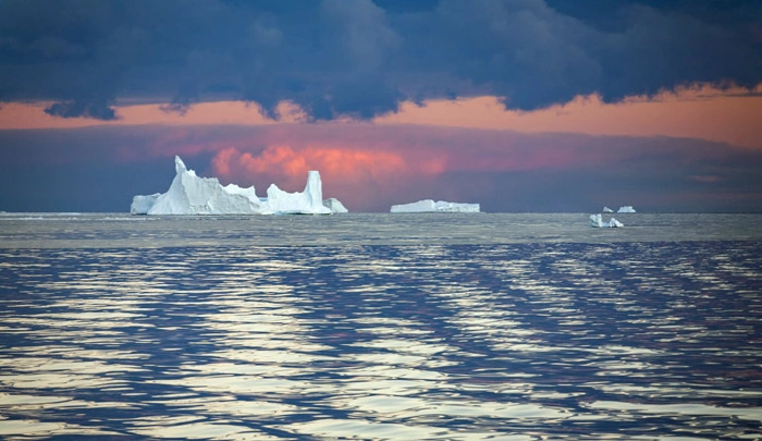 Icebergs dans le passage Drake au large du Cap Horn
