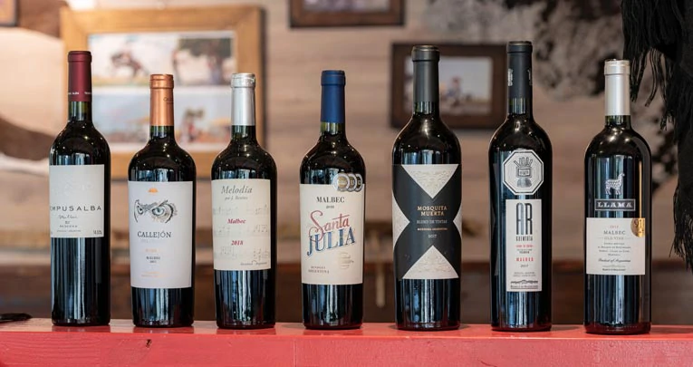 Différentes bouteilles de vins argentins 